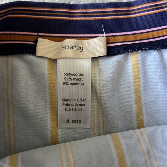 NWOT Eberjey Girls 2 piece Bikini Swimsuit - Navy w brown/pink stripes - size 4​ - Picture 6 of 7